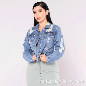 Jaket Denim Plain Plain Patch Borong